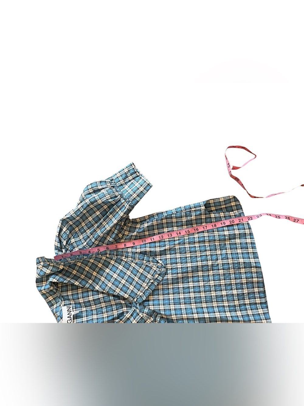 GANNI Seersucker Plaid Collar Blouse - Picture 15 of 15